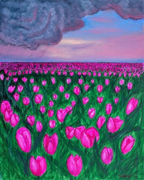 Acrylic on canvas, 40x50cm // Tulip Field (sold)