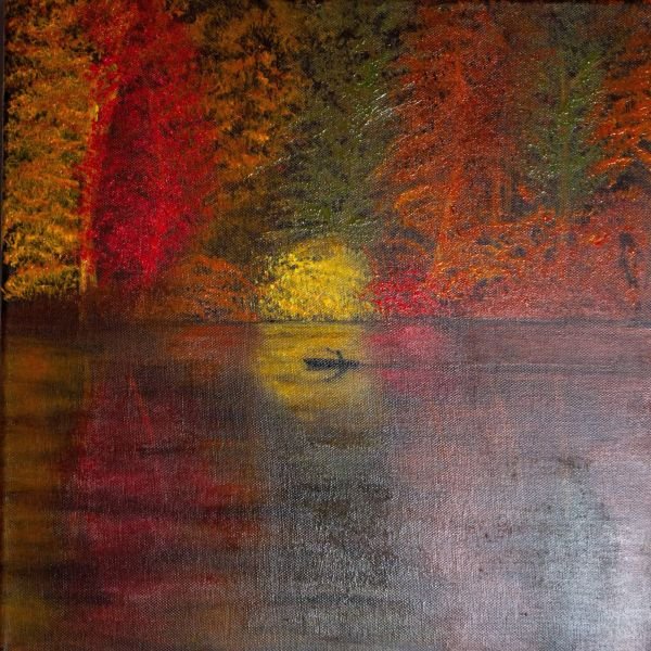 Acrylic on canvas, 40x40cm // Herbst am See (sold)