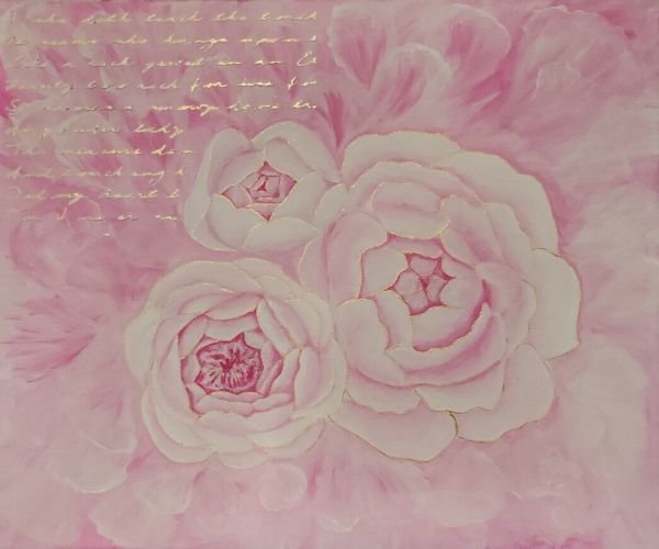 Acrylic on canvas, 60x50cm // Pfingstrosen