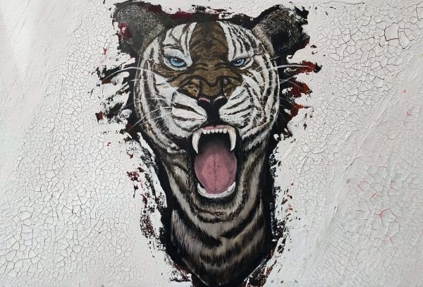 Acrylic on canvas, 90x60cm // Breaching Tiger