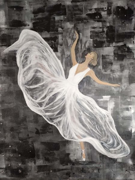 Acrylic on canvas, 80x100cm // Ballerina Black and White (sold)