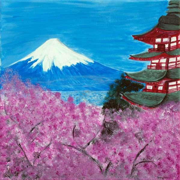 Acrylic on canvas, 40x40cm // Cherry Blossom
